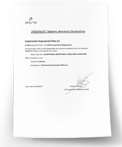 Certificat de conformité 2006/66/CE